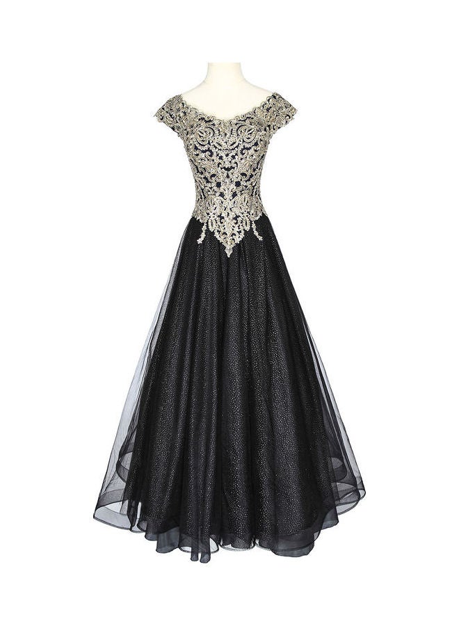 Cap Sleeve Stylish Dress Silver/Black  - Image 1