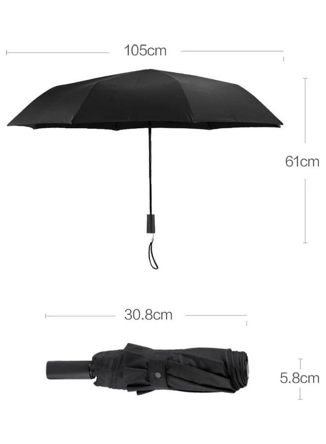 Windproof Waterproof Umbrella Black  - Image 5