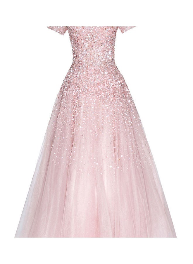 Round Neck Stylish Dress Pink  - Image 2