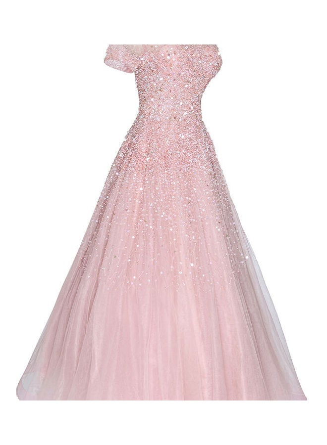 Round Neck Stylish Dress Pink  - Image 3