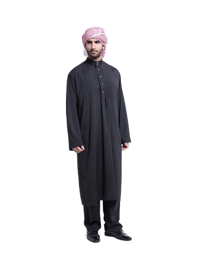 قفطان كاجوال بأكمام طويلة ورقبة عالية أسود - Image 3