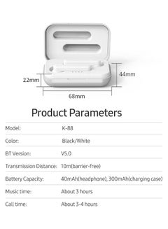 Generic 5.0 Bluetooth Wireless Sport Sweatproof Earbuds White  - Image 3