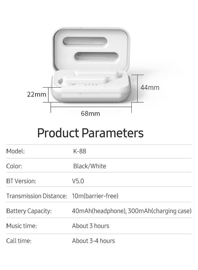 سماعة إيربادز لاسلكية رياضية مضادة للتعرق تعمل بتقنية البلوتوث 5.0 أبيض - Image 3