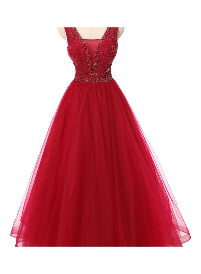 Sleeveless Stylish Dress Red - Image 5