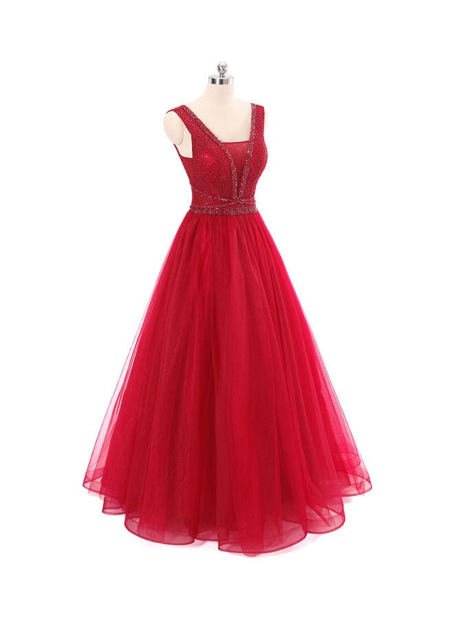 Sleeveless Stylish Dress Red - Image 2