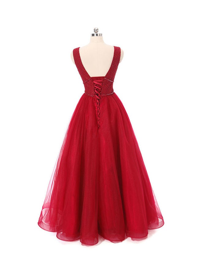 Sleeveless Stylish Dress Red - Image 3