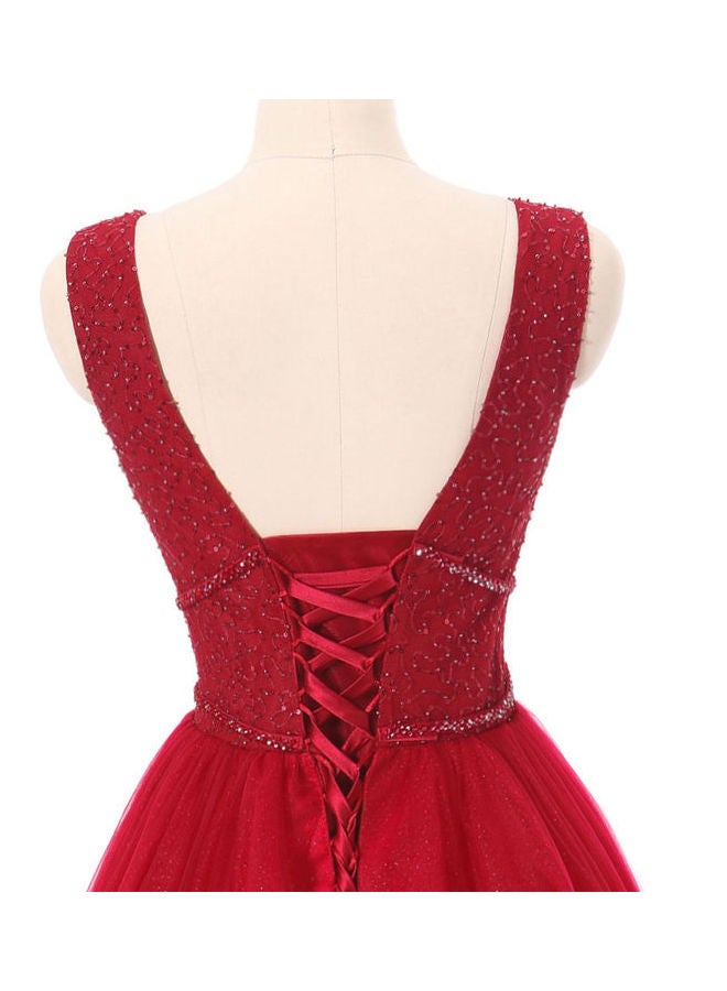 Sleeveless Stylish Dress Red - Image 4