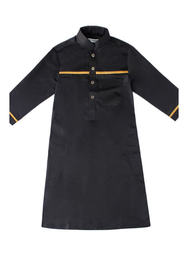 Casual Collared Neck Long Sleeve Kaftan Black  - Image 5