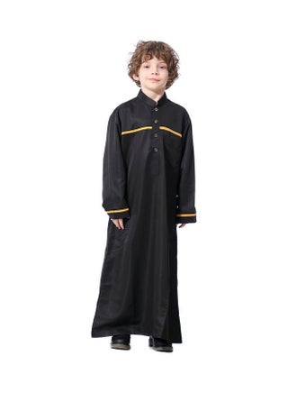 Casual Collared Neck Long Sleeve Kaftan Black - v1620378993/N45448183V_2
