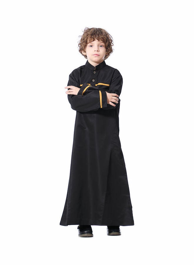 Casual Collared Neck Long Sleeve Kaftan Black  - Image 4