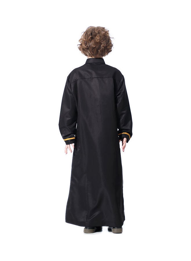 Casual Collared Neck Long Sleeve Kaftan Black  - Image 2