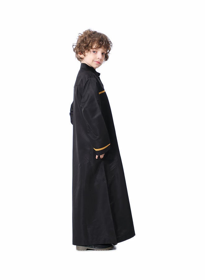 Casual Collared Neck Long Sleeve Kaftan Black  - Image 3