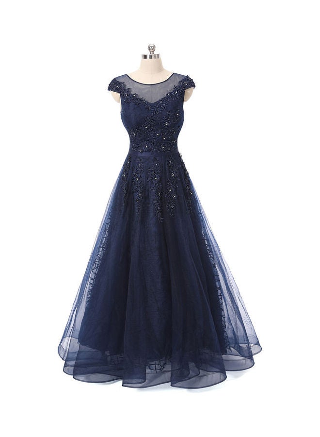 Cap Sleeve Stylish Dress Blue  - Image 1