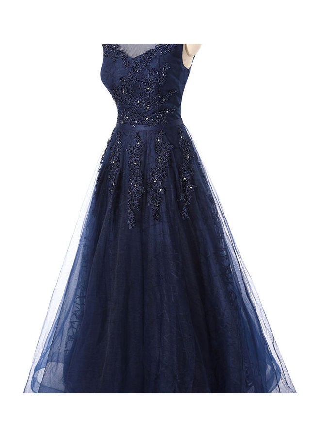 Cap Sleeve Stylish Dress Blue  - Image 2
