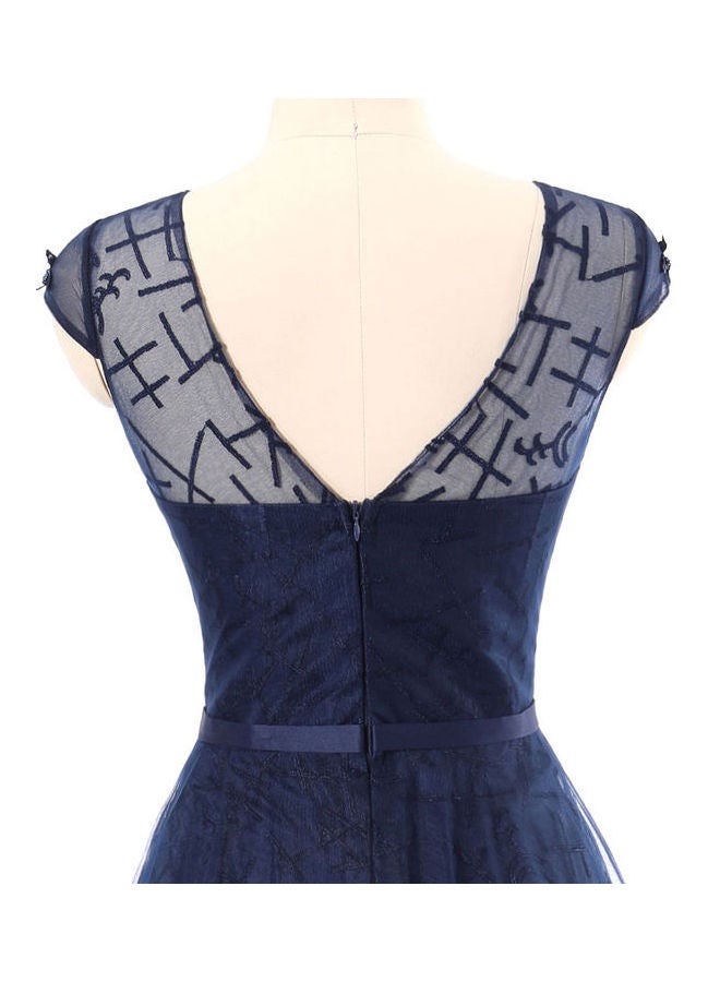 Cap Sleeve Stylish Dress Blue  - Image 5