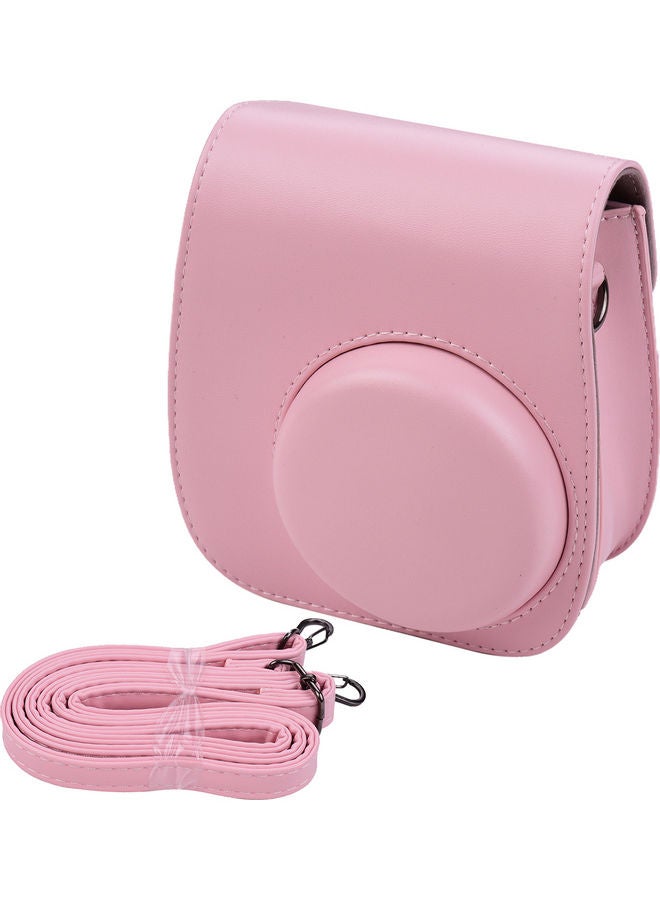 Generic PU Leather Camera Case With Strap For Fujifilm Instax Mini 11 Pink  - Image 1