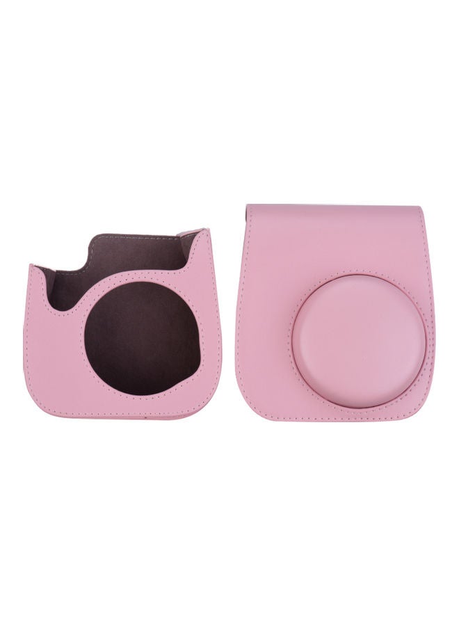 Generic PU Leather Camera Case With Strap For Fujifilm Instax Mini 11 Pink  - Image 2