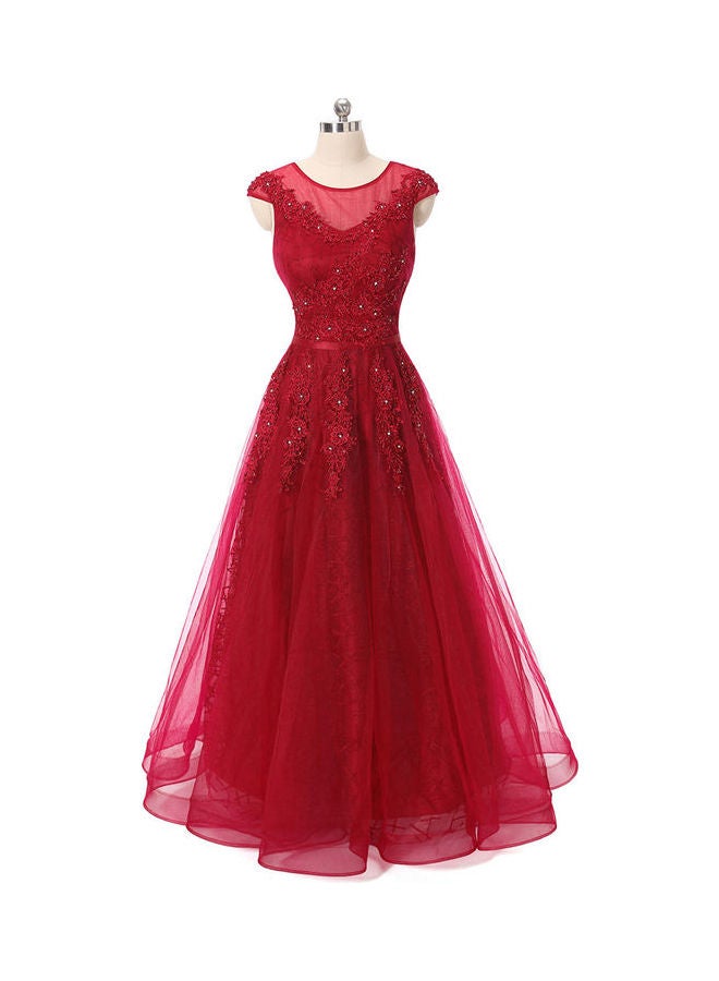 Cap Sleeve Stylish Dress Red  - Image 1