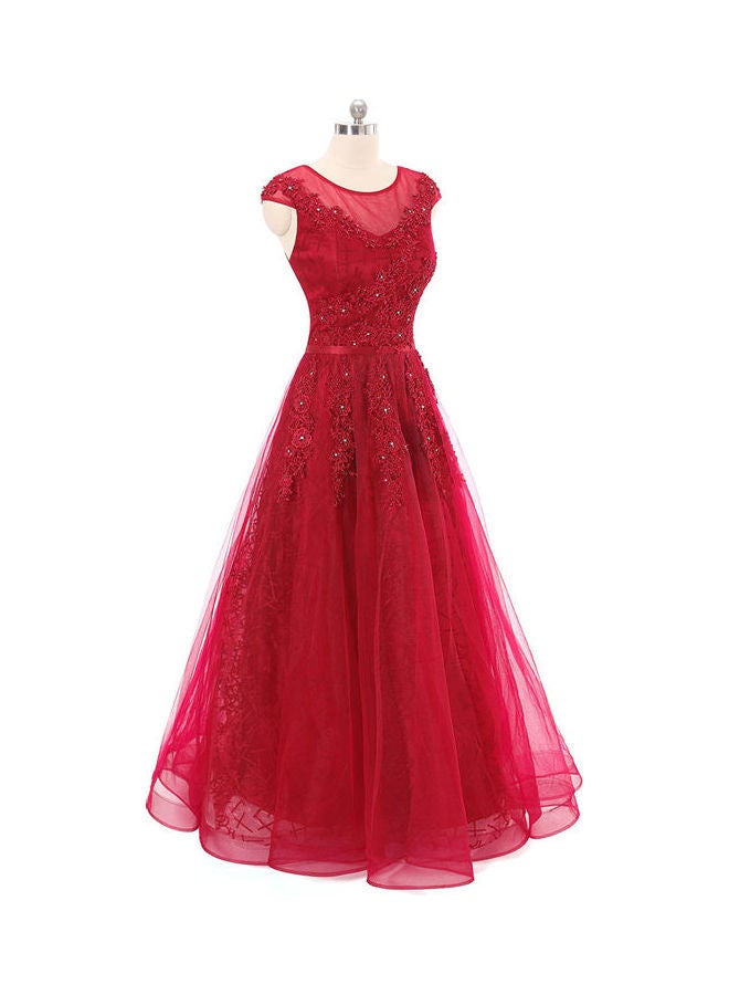 Cap Sleeve Stylish Dress Red  - Image 2