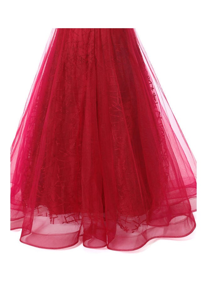 Cap Sleeve Stylish Dress Red  - Image 5