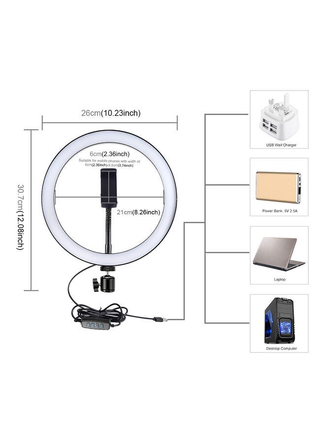LED Selfie Ring Light White/Black - Image 2