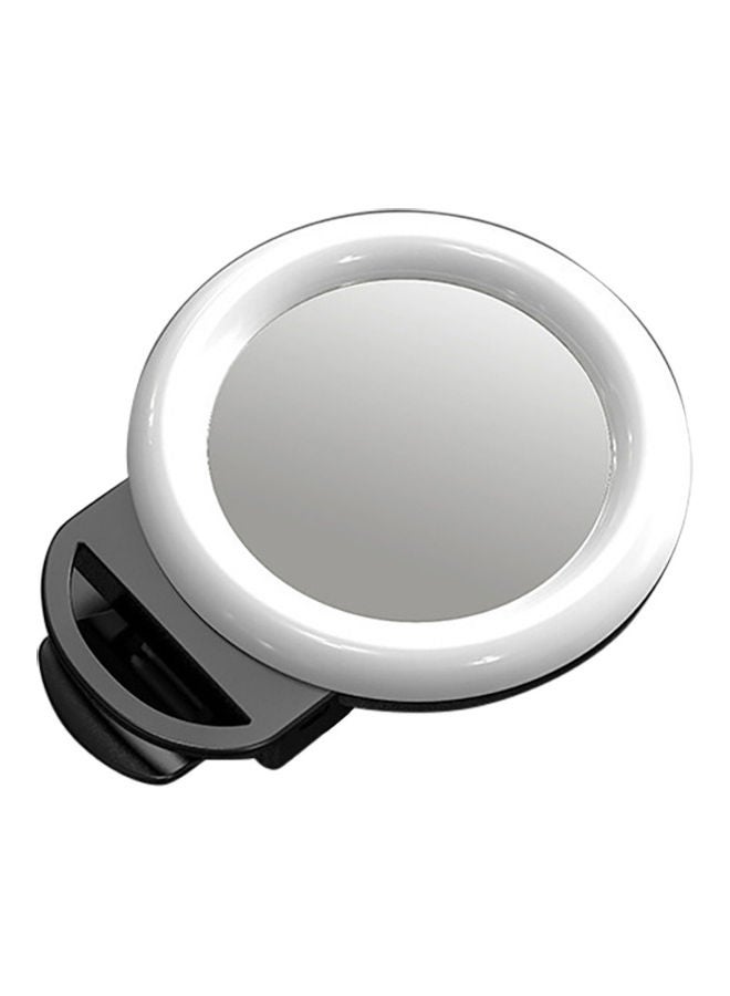 مصباح حلقي صغير لتصوير السيلفي للهواتف الذكية أسود/ أبيض