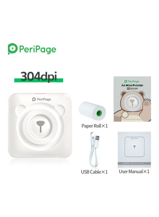 PeriPage - Portable Bluetooth Connection Wireless Mini Thermal Photo/Label/Receipt Printer White - Image 1