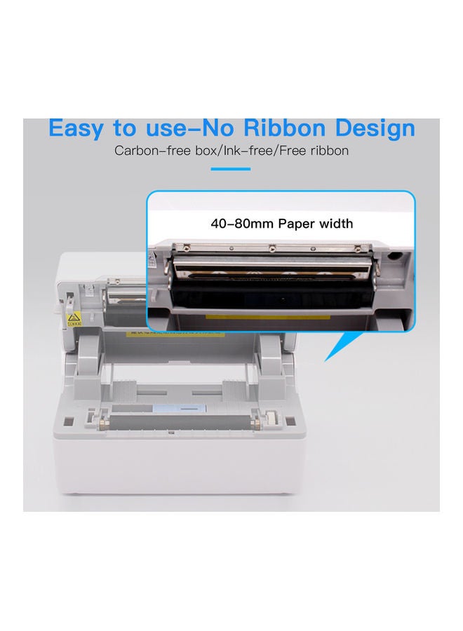Aibecy - Desktop Shipping Label Printer High Speed USB Direct Thermal Printer Label Maker Sticker 40-80mm Paper Width for Shipping Postage Barcodes Labels Printing Compatible with Amazon Ebay Shopify FedEx USPS Etsy White/Black - Image 1