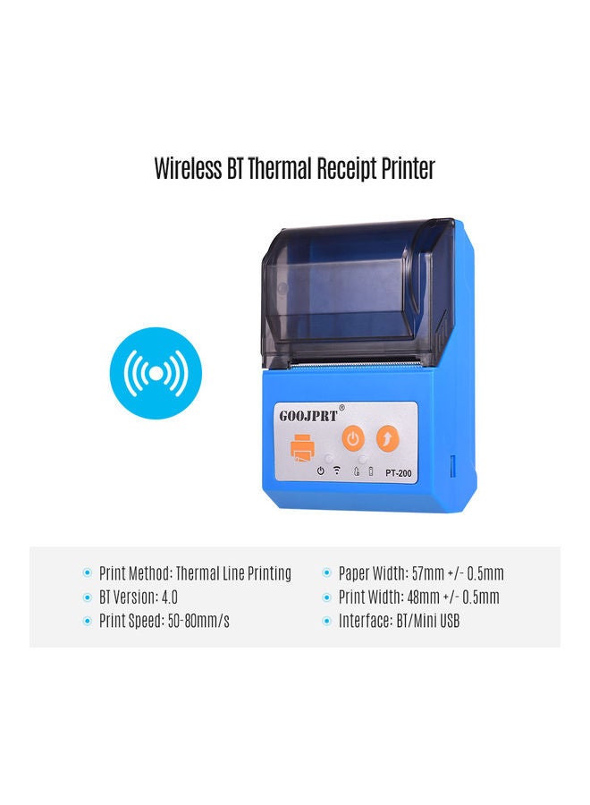 GOOJPRT - Portable USB Bluetooth Connection Thermal Receipt Printer Blue - Image 1