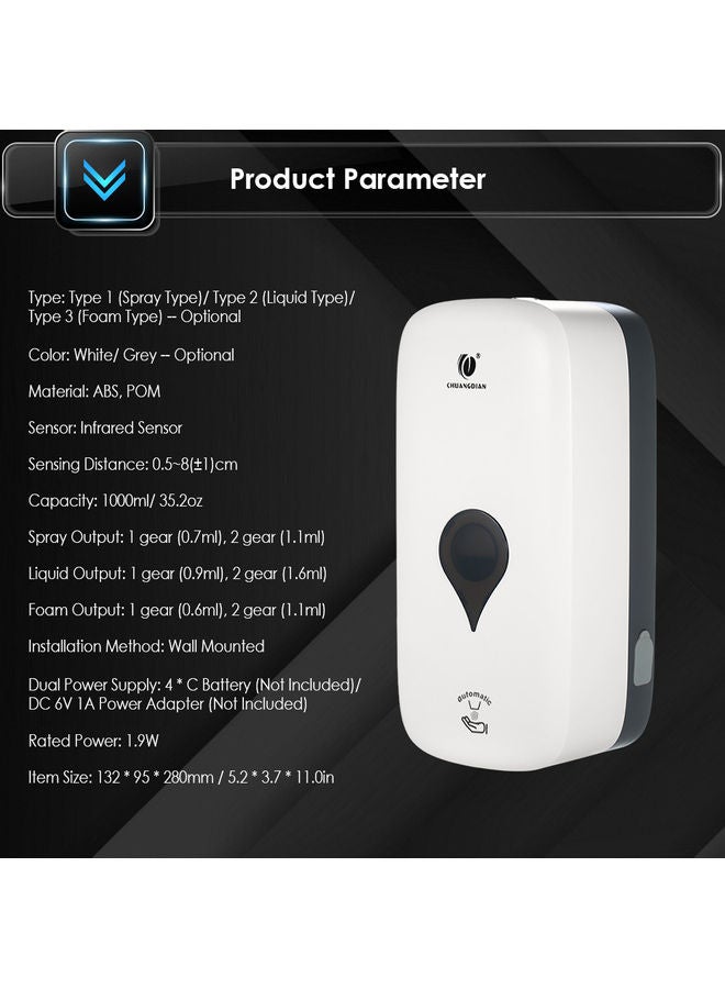 Wall-Mounted Automatic Soap Dispenser NA-H6593 White/Black - Image 3