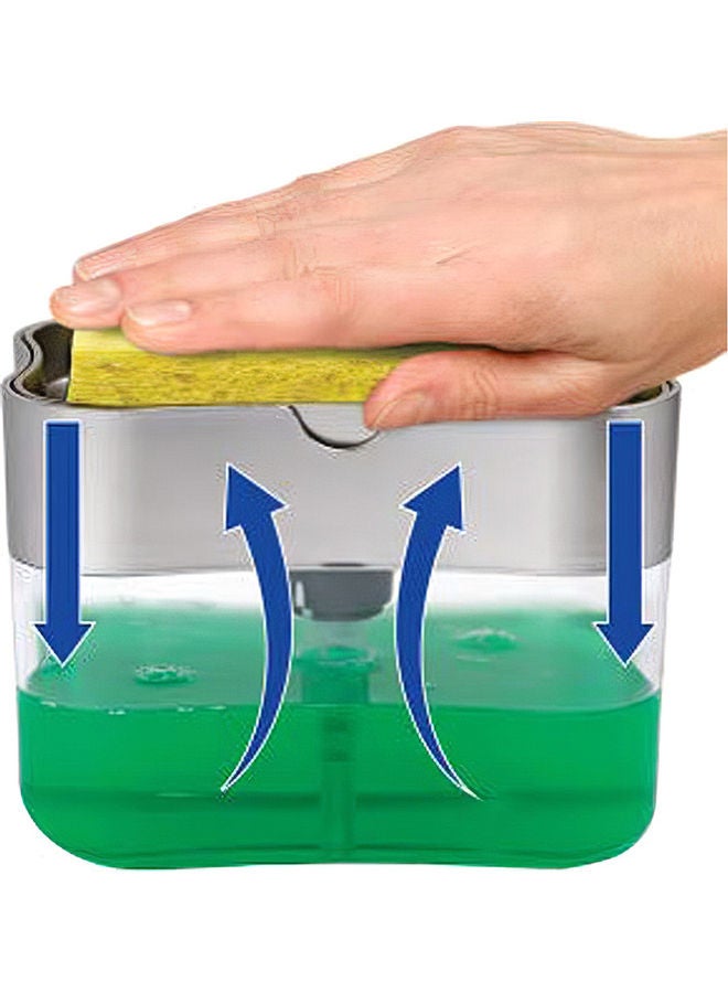 Soap Pump Dispenser with Sponge Holder NA-H9208 Clear/Grey - Image 3