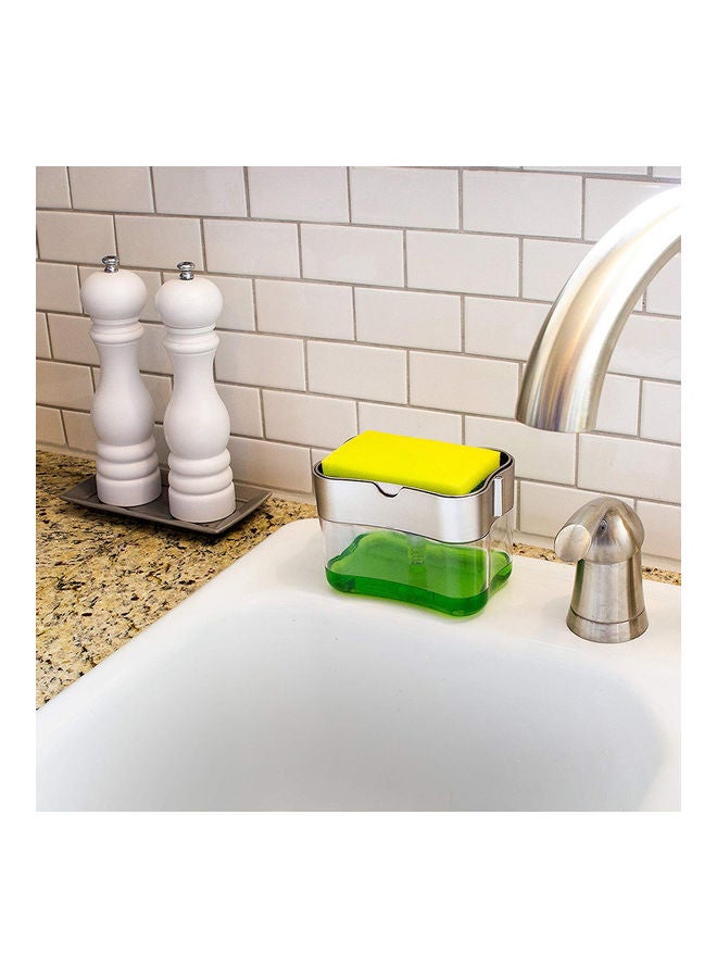 Soap Pump Dispenser with Sponge Holder NA-H9208 Clear/Grey - Image 4