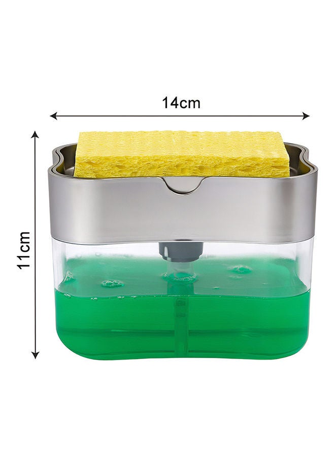 Soap Pump Dispenser with Sponge Holder NA-H9208 Clear/Grey - Image 5