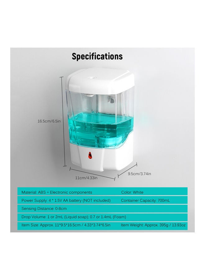 Wall-Mounted Automatic Soap Dispenser NA-H3704 White/Clear - Image 5