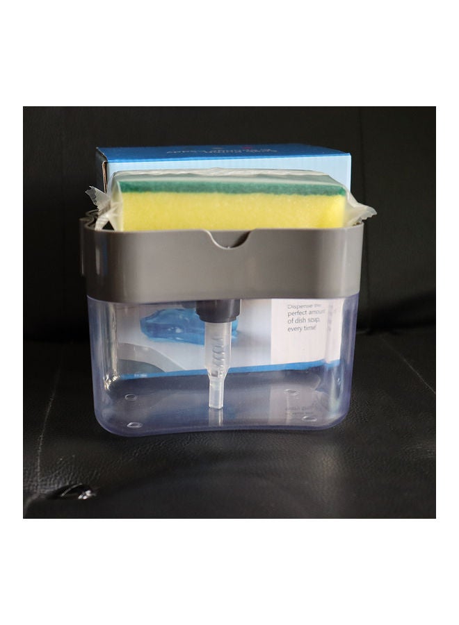 موزع صابون بمضخة مع حامل إسفنجي NA-H9209 شفاف/ فضي - Image 2