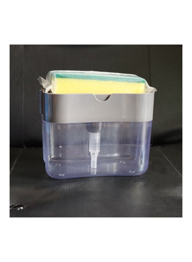 موزع صابون بمضخة مع حامل إسفنجي NA-H9209 شفاف/ فضي - Image 4