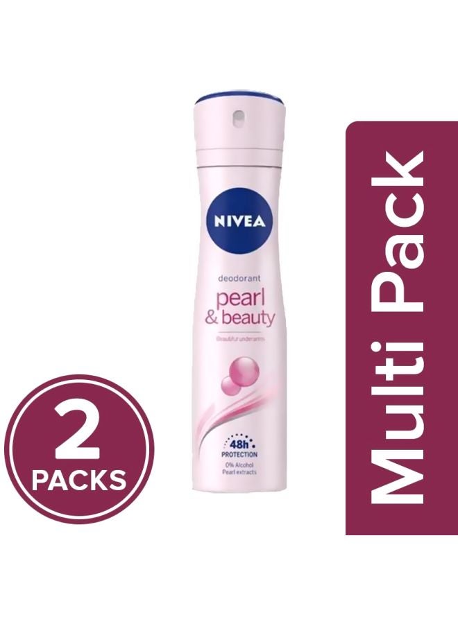 Nivea Pack Of 2 Pearl And Beauty Deo Spray 2x150ml - Image 2