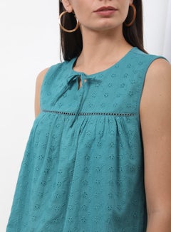 OFFROAD Keyhole Neck Sleeveless Top Teal  - Image 2