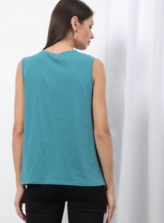 OFFROAD Keyhole Neck Sleeveless Top Teal  - Image 3