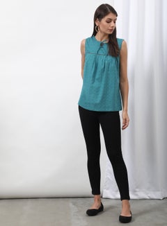 OFFROAD Keyhole Neck Sleeveless Top Teal  - Image 4