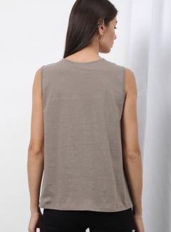 OFFROAD Keyhole Neck Sleeveless Top Khaki  - Image 3