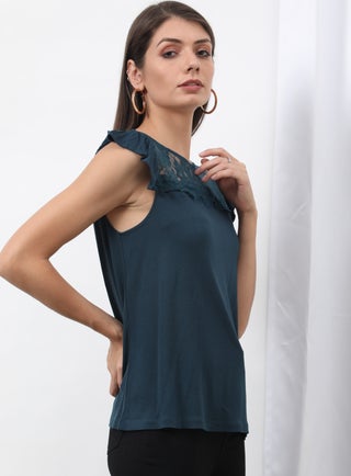 Round Neck Cap Sleeve Top Teal - v1620401746/N47072242V_1