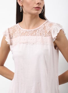 OFFROAD Round Neck Cap Sleeve Top Beige  - Image 2