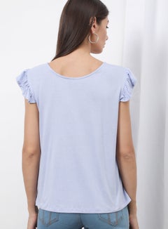 OFFROAD Round Neck Cap Sleeve Top Light Purple  - Image 3