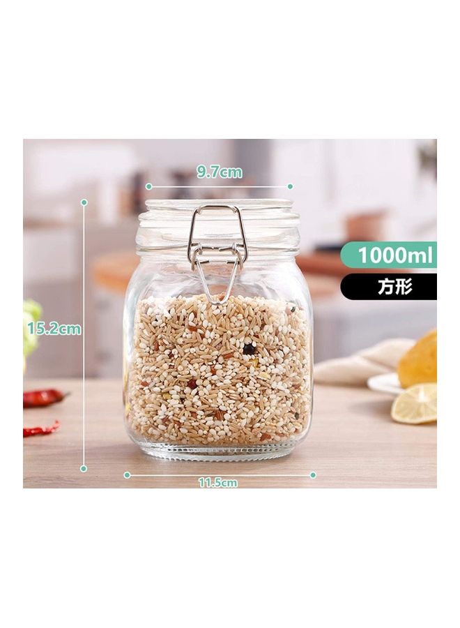 طقم علب تخزين زجاجية محكمة الغلق مع غطاء مكون من 3 قطع شفاف 1000ملليلتر - Image 2