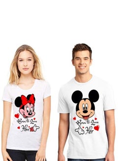 2-Piece Couple T-Shirt Set White