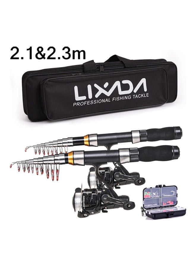 LIXADA Reel Combo Telescopic Fishing Rod Complete Kit Spinning Reel Set Lure Line Freshwater Saltwater Fishing Hooks And Carry Bag Fishing Equipment  - Image 1