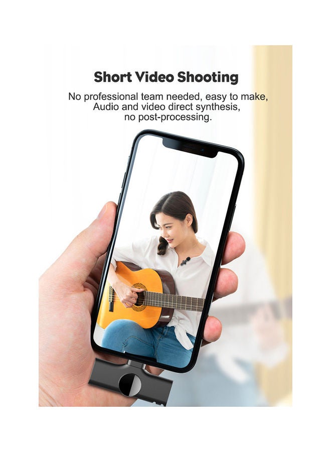 Wirelessly Microphone USB-C Plug And Play Clip-on Lapel Mic V8653-V Black - Image 2