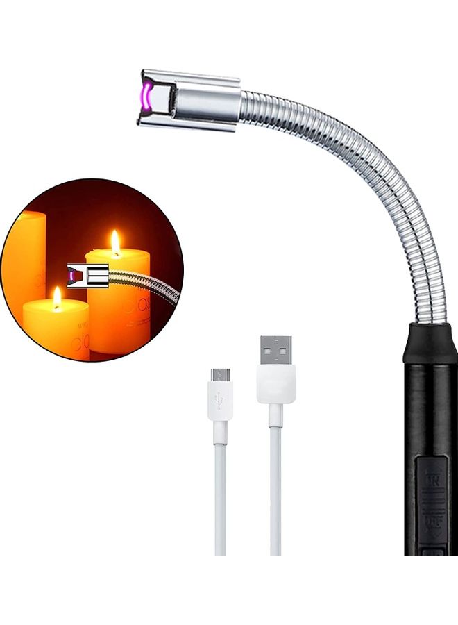 شو وو ولاعة كهربائية قابلة للشحن بمنفذ USB أسود/فضي - Image 1