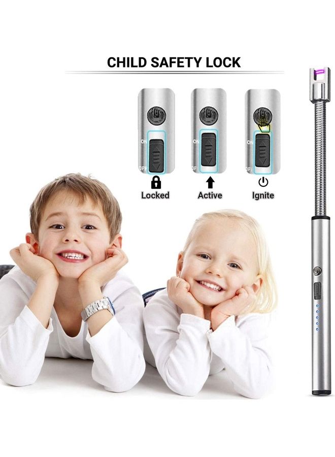 شو وو ولاعة كهربائية قابلة للشحن بمنفذ USB فضي - Image 4